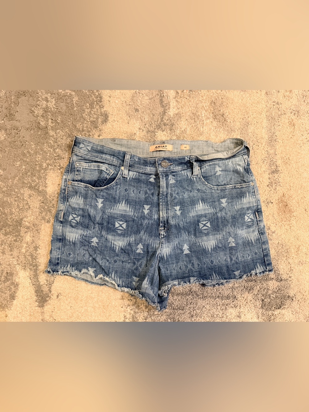 Ariat Blue Tribal-Print Denim Cutoff Shorts